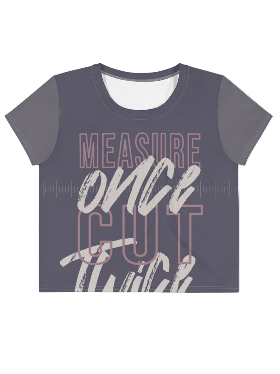 Measure Once Cut Twice Crop Tee - Purple