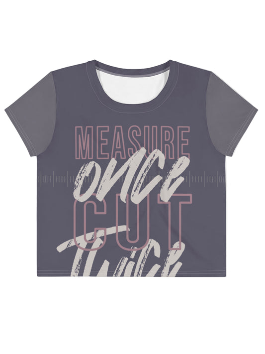 Measure Once Cut Twice Crop Tee - Purple