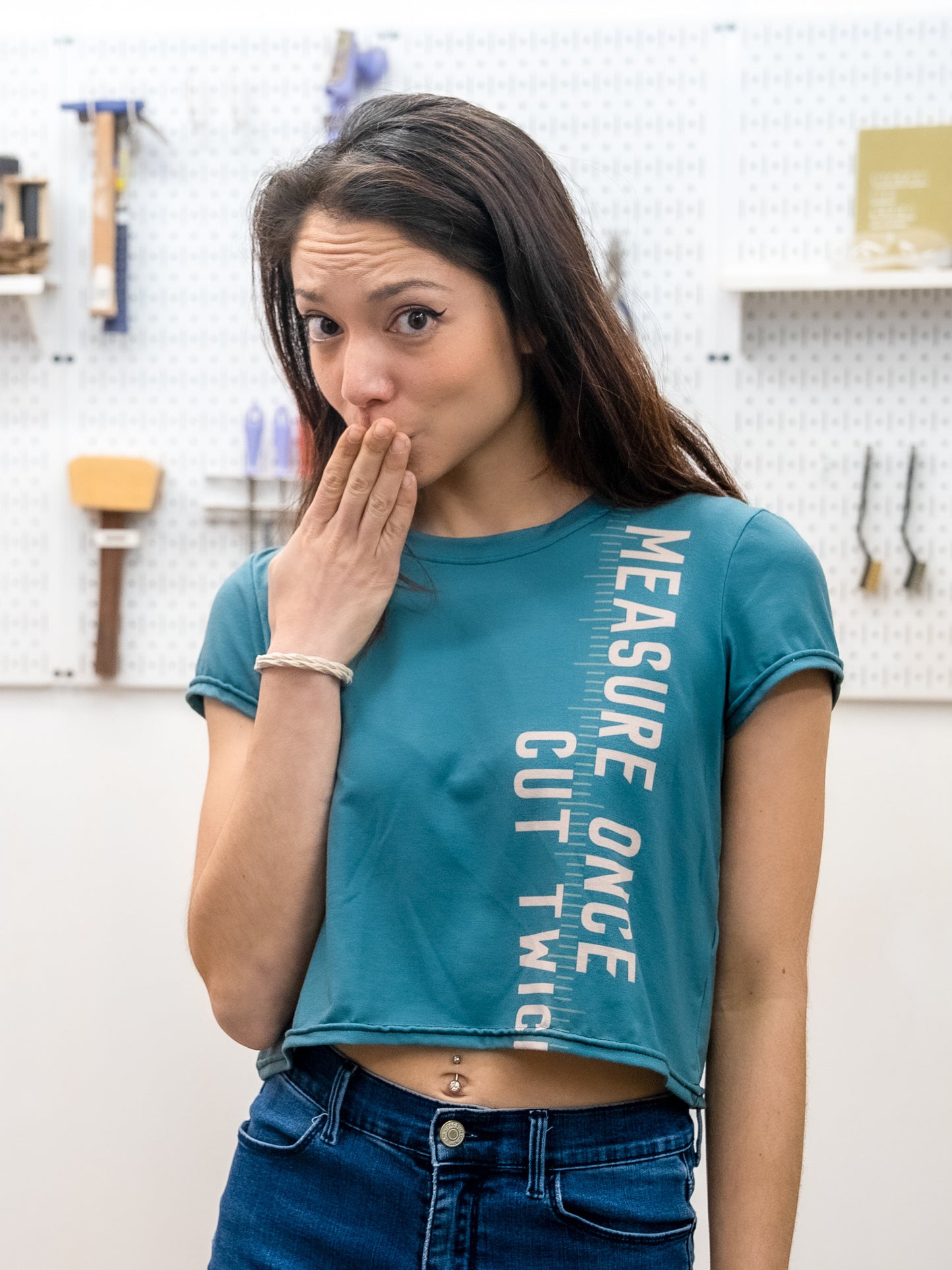 Measure Once Cut Twice Crop Tee - Green