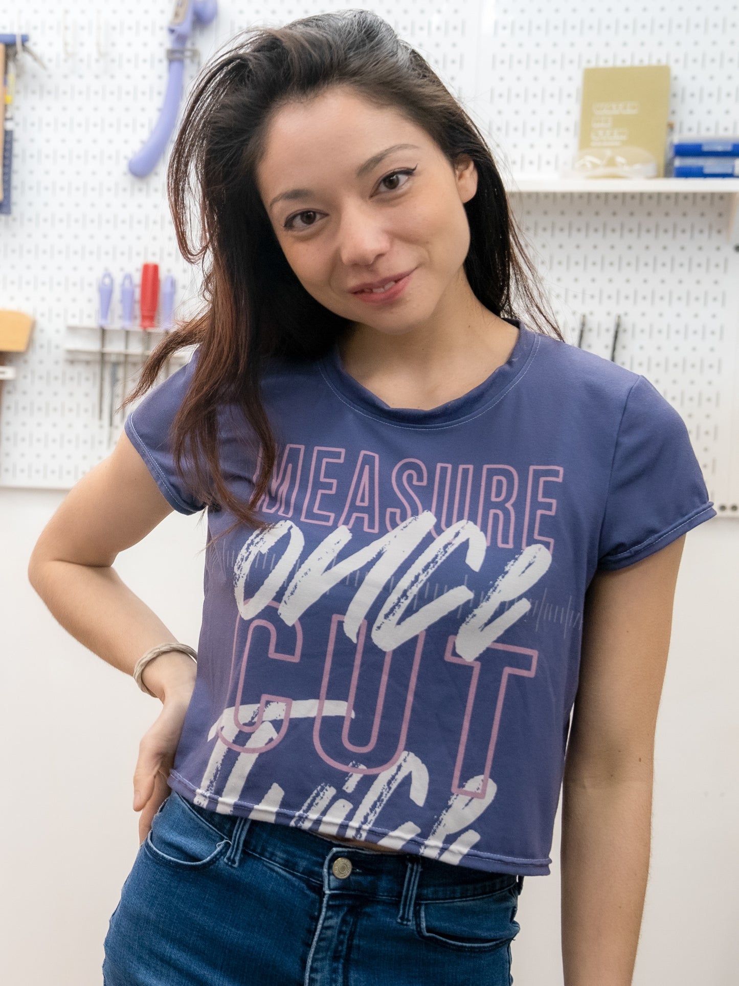 Measure Once Cut Twice Crop Tee - Purple