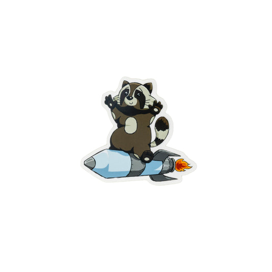 Raccoon Riding Rocket Sticker