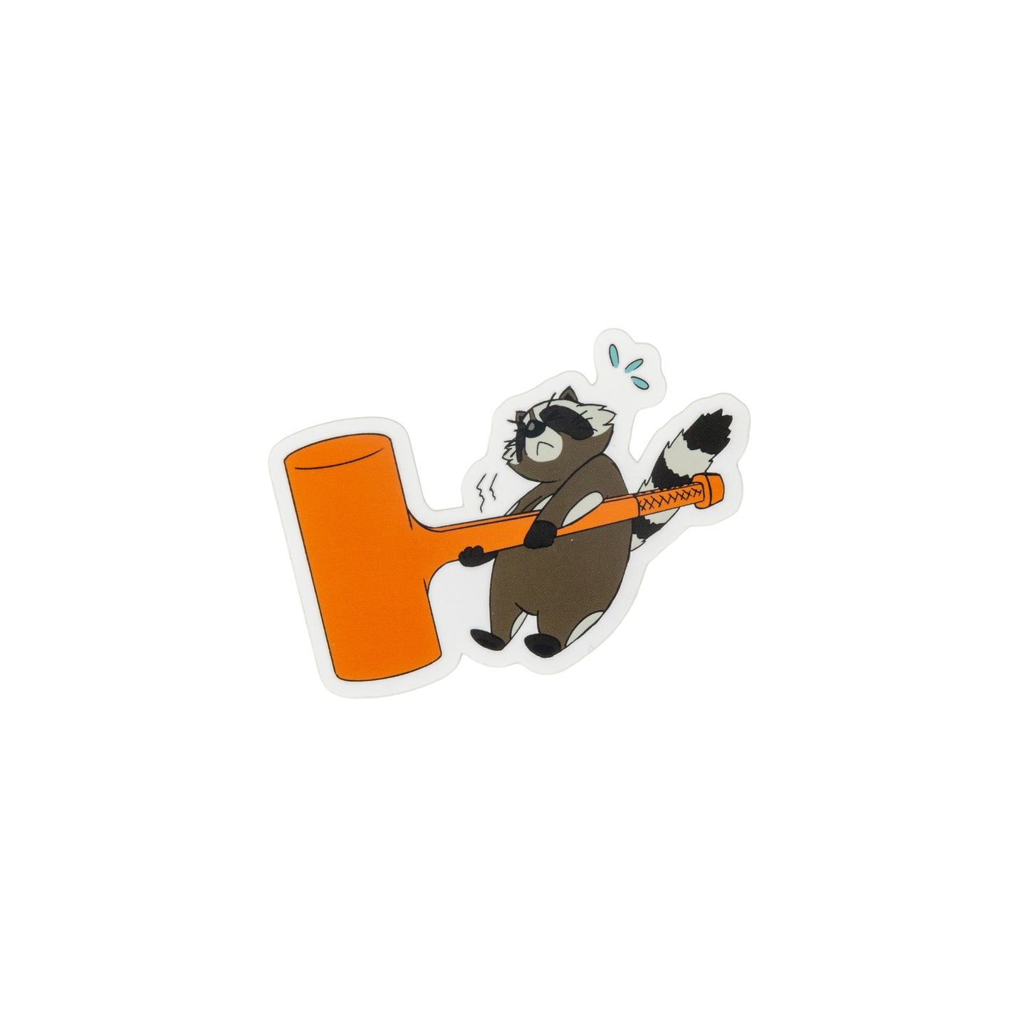 Raccoon Lifting Hammer Sticker