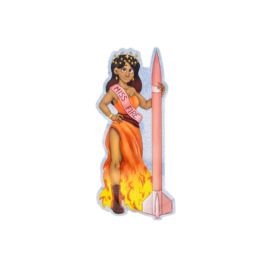 Miss Fire Glitter Sticker