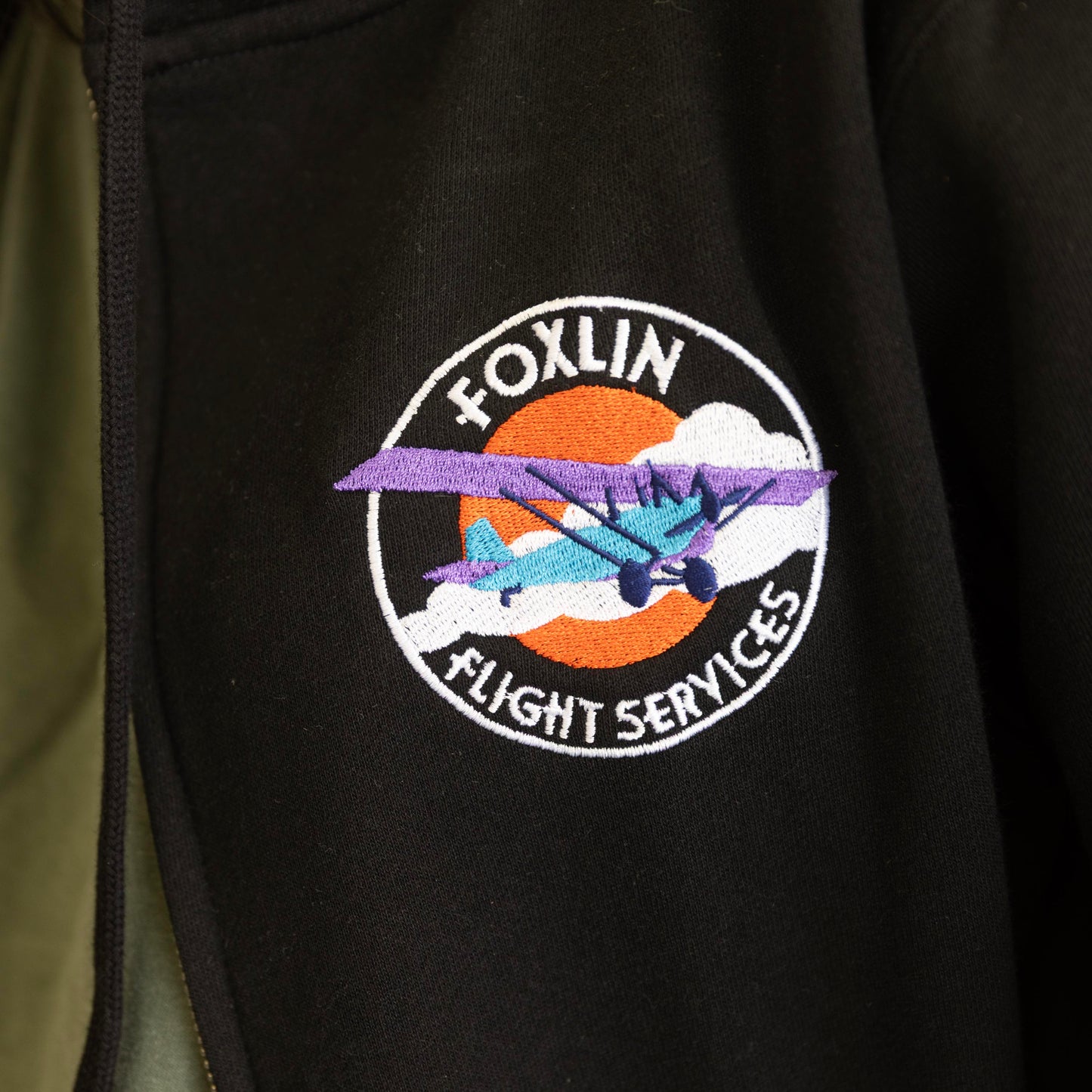 Foxlin Flight Services Embroidered Zip-Up Hoodie